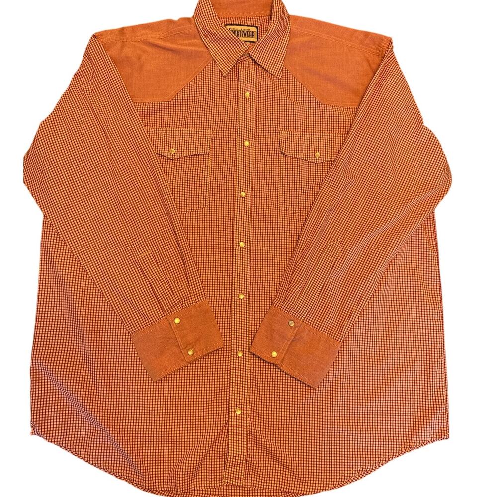Vintage Merrill & Forbes Western Pearl Snap Gingham Shirt Red White XL
